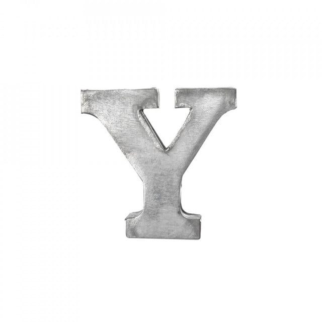 Decoratiune gri din metal 5 cm Letter Y Madam Stoltz