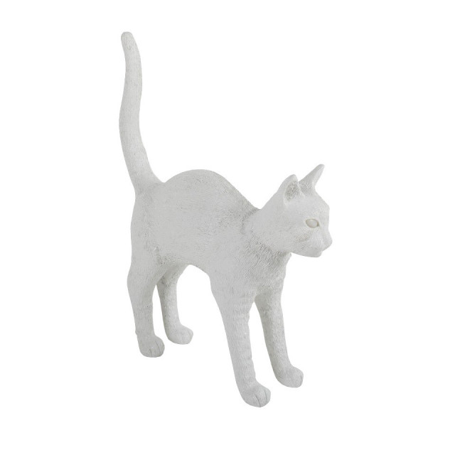 Decoratiune luminoasa alba din fibre naturale Jobby The Cat Seletti