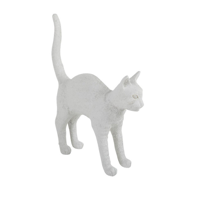 Decoratiune luminoasa alba din rasina Jobby The Cat Seletti