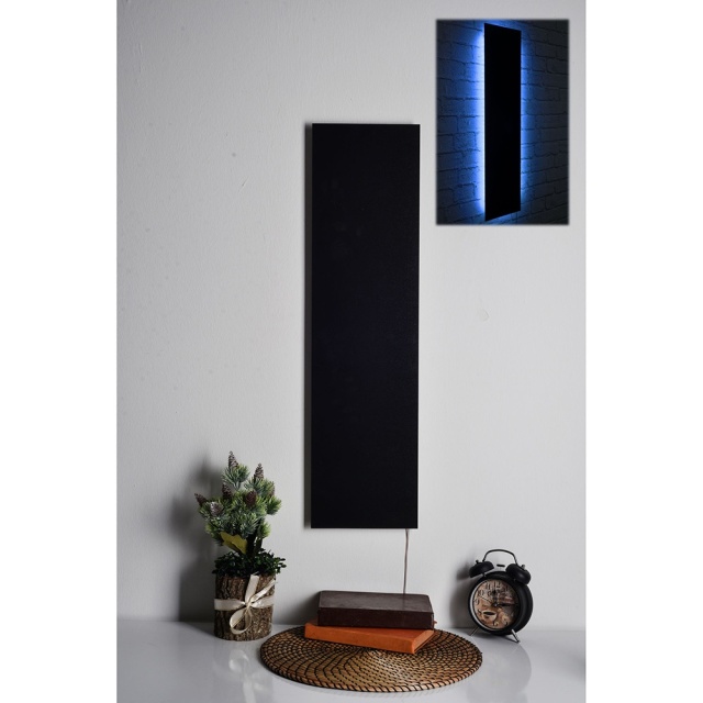 Decoratiune luminoasa albastra din lemn Rectangle The Home Collection