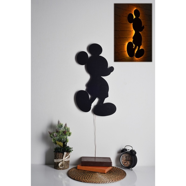 Decoratiune luminoasa galbena din lemn Mickey Mouse The Home Collection