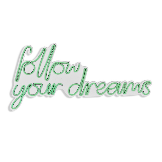 Decoratiune luminoasa verde din plastic Follow Your Dreams The Home Collection