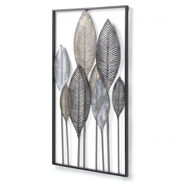 Decoratiune multicolora din metal pentru perete 52,5x95 cm Leaves Kave Home