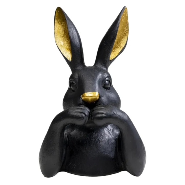 Decoratiune neagra/aurie din fibre sintetice 23 cm Sweet Rabbit Kare