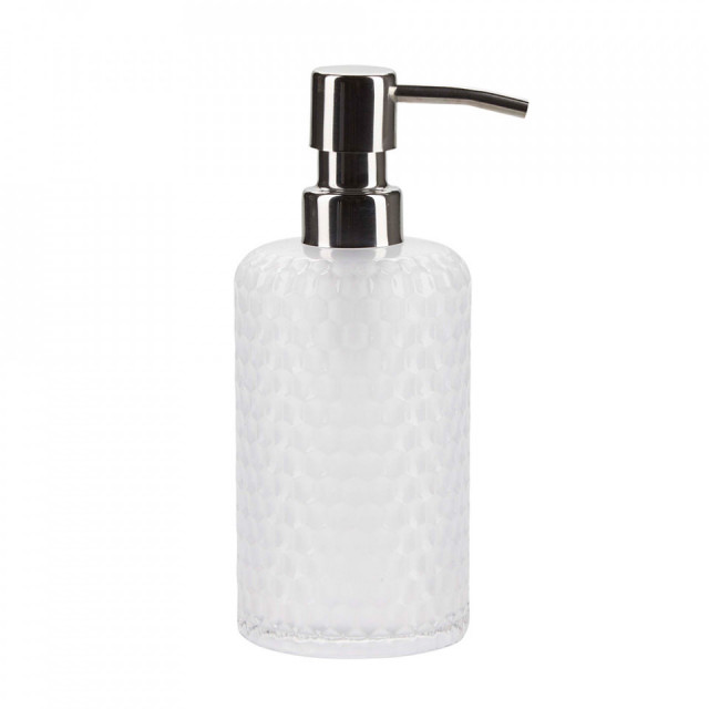 Dispenser sapun lichid transparent/gri argintiu din sticla 7x18 cm Lara Bahne