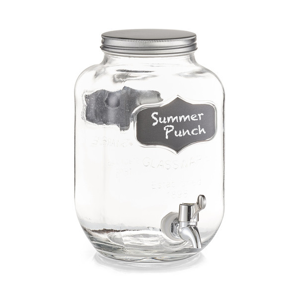 Dozator pentru bauturi transparent/argintiu din sticla si metal 3,8 L Summer Punch Zeller