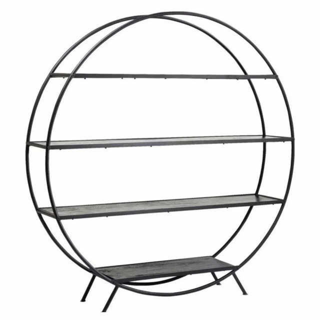 Etajera neagra din metal 180 cm Round Kare