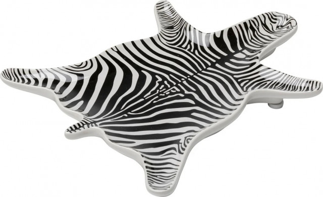 Farfurie decorativa alba/neagra din ceramica 15x21 cm Zebra Kare