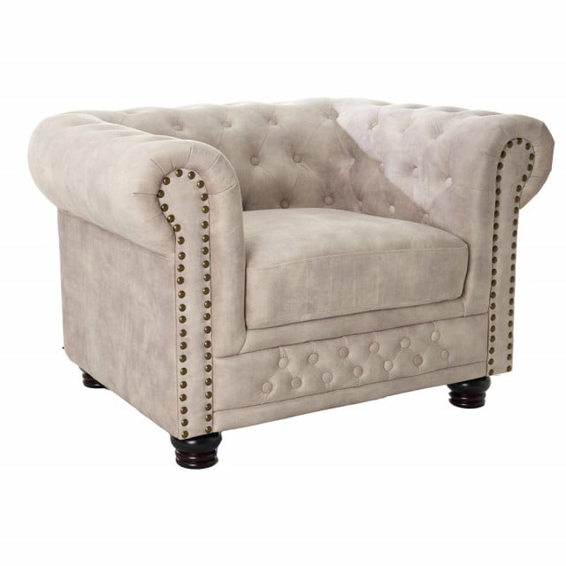 Fotoliu bej sampanie din catifea Chesterfield The Home Collection