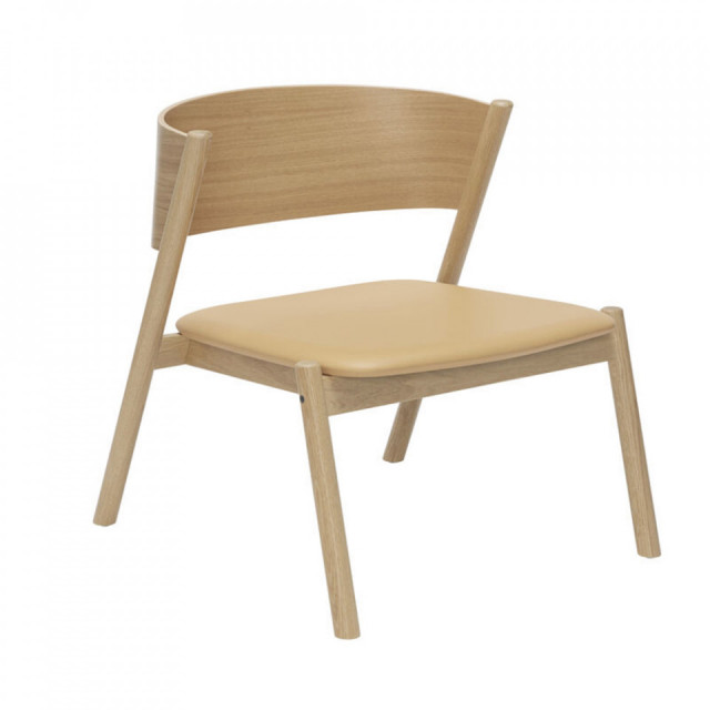 Fotoliu crem din piele Oblique Hubsch