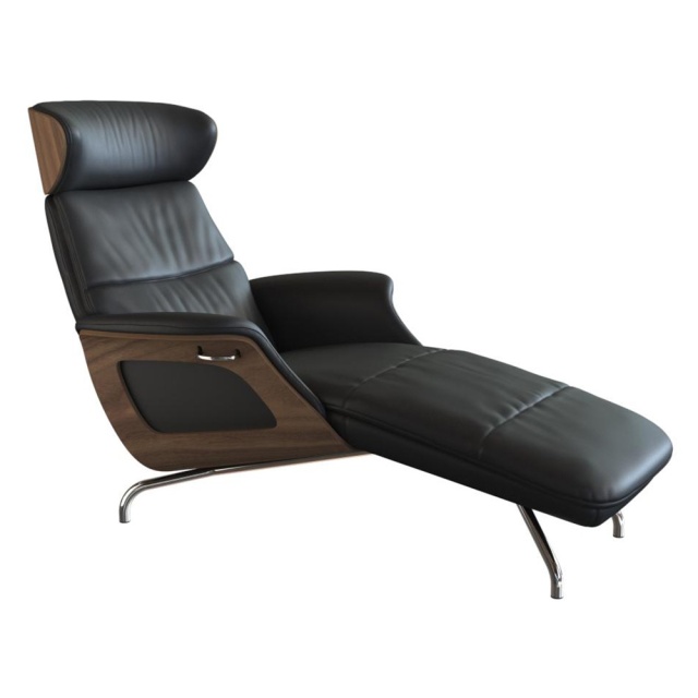 Fotoliu recliner negru din piele Clement Flexlux