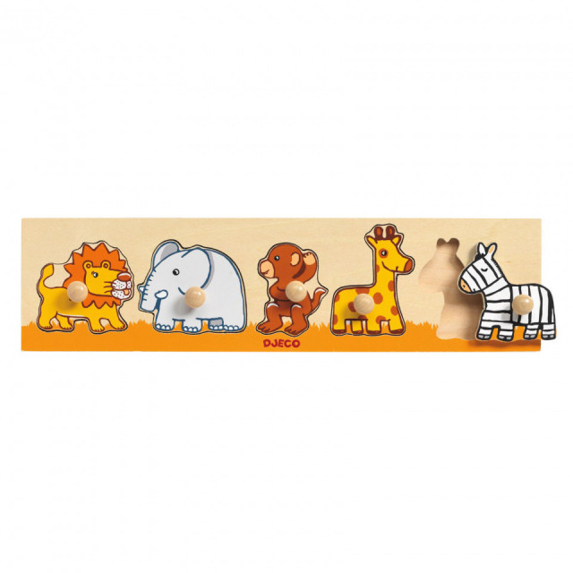 Joc tip puzzle multicolor din lemn Sava'n'co Djeco