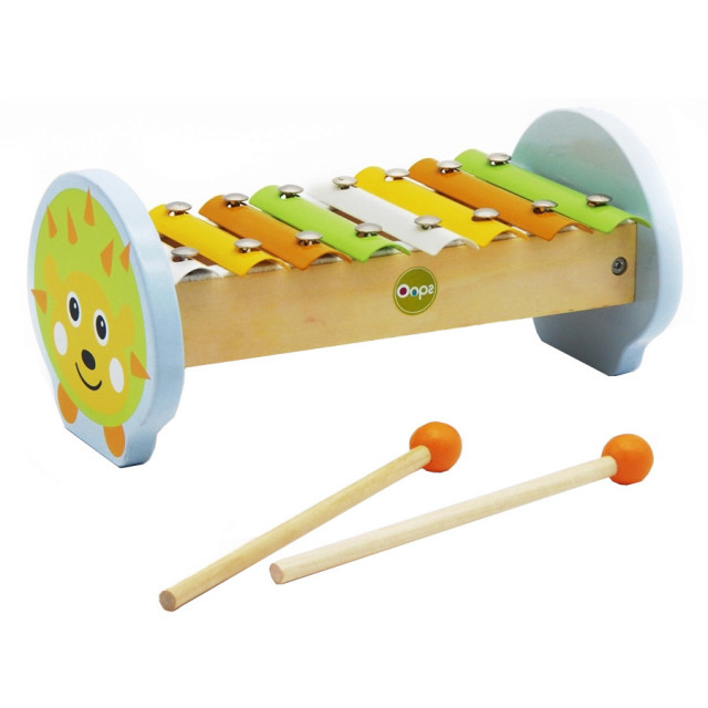 Jucarie muzicala xilofon multicolora din lemn Hedgehog Oops