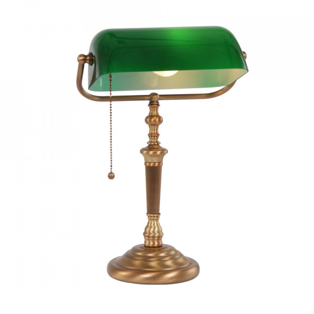 Lampa birou verde/maro bronz din sticla si metal 39 cm Ancilla Steinhauer