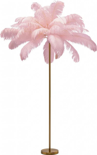 Lampadar auriu/roz din metal 165 cm Feathers Kare