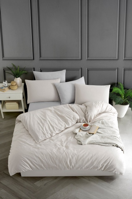 Lenjerie pat bej din bumbac Yarn Single The Home Collection