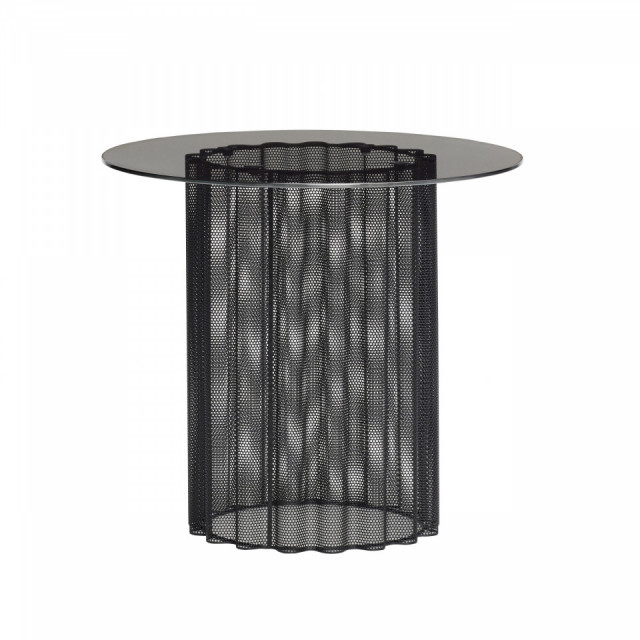 Masa de cafea neagra din sticla 45 cm Flow Hubsch