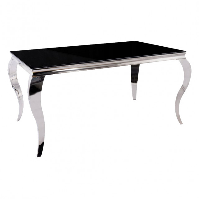 Masa dining argintie/neagra din metal 90x180 cm Prince The Home Collection