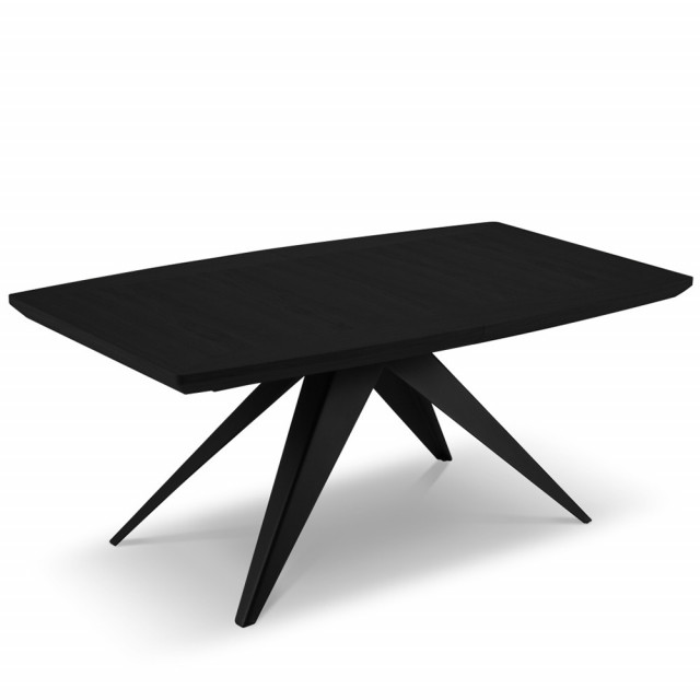 Masa dining extensibila neagra din lemn 100x180(280) cm Meryl Besolux