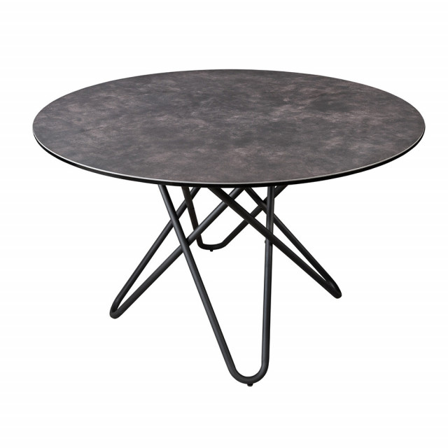 Masa dining gri antracit din metal 120 cm Circular The Home Collection