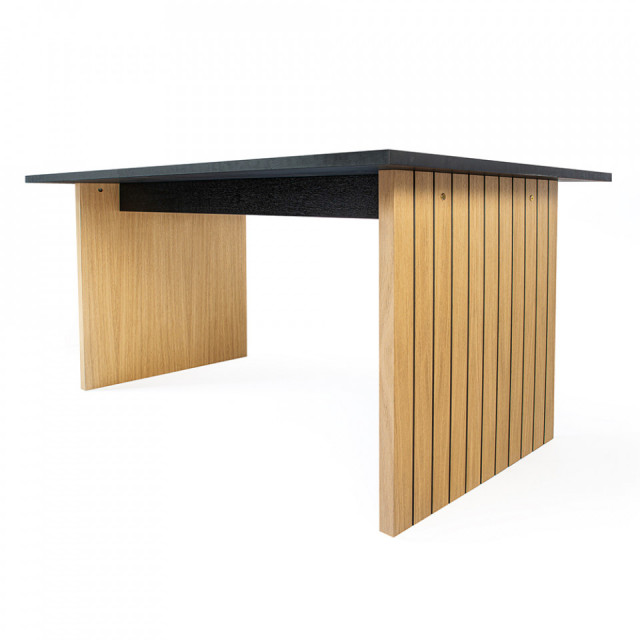 Masa dining maro/neagra din lemn 90x200 cm Stripe Woodman
