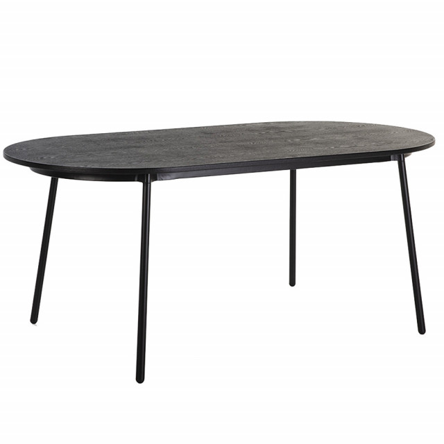 Masa dining neagra din lemn 90x180 cm Kelheim Thai Natura