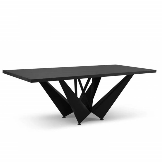 Masa dining neagra din lemn si metal 100x180 cm Lottie Besolux