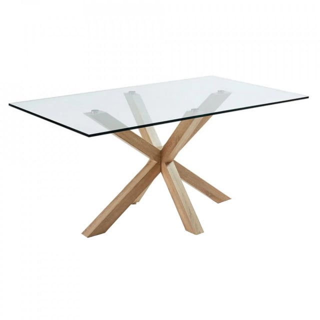 Masa dining transparenta/maro din metal 100x180 cm Argo Kave Home