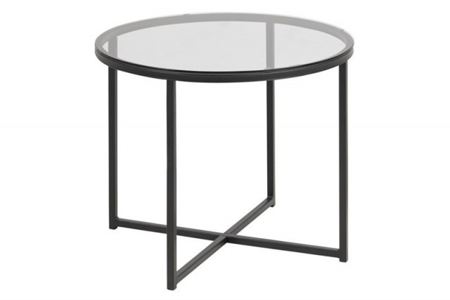 Masa laterala neagra/transparenta din metal si sticla 55 cm Cross Actona Company