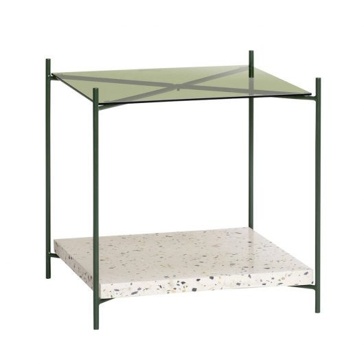 Masa laterala verde/alba din metal 42x42 cm Niche Hubsch