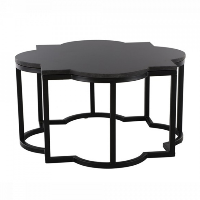 Masuta de cafea neagra din inox si marmura 70x70 cm Mari Van Roon Living