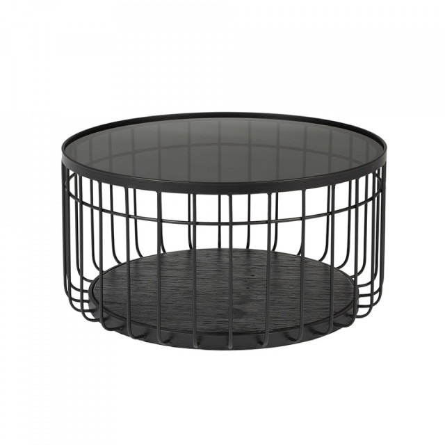 Masuta de cafea neagra din sticla si fier 60 cm Lance The Home Collection