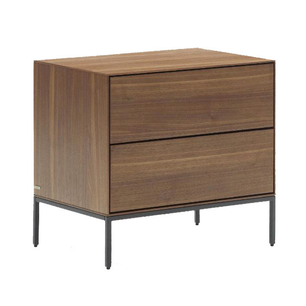 Noptiera maro din MDF si otel Vedrana Walnut Kave Home