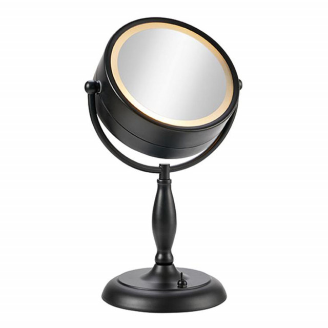 Oglinda cosmetica rotunda neagra din metal 16x22 cm Face Markslojd