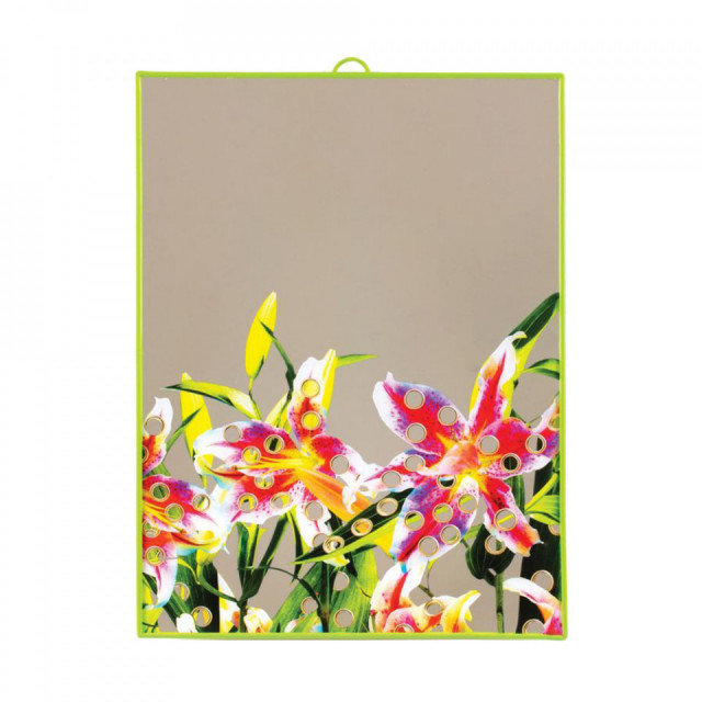 Oglinda decorativa multicolora din plastic 30x40 cm Flowers With Holes Seletti