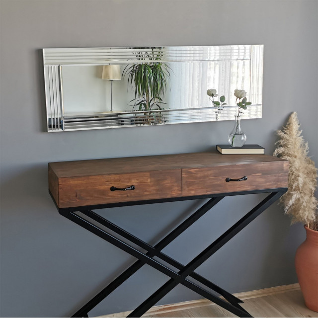 Oglinda dreptunghiulara argintie din lemn 40x120 cm Tika The Home Collection