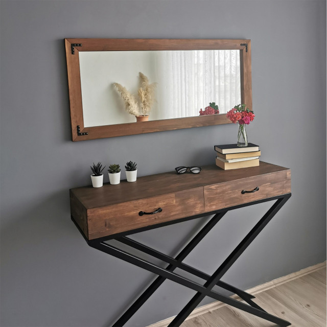 Oglinda dreptunghiulara maro din lemn 50x110 cm Kiha The Home Collection