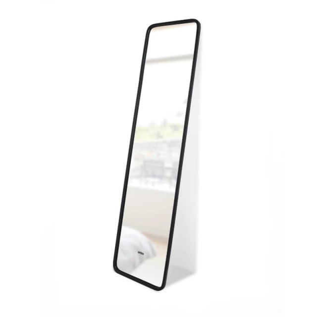 Oglinda dreptunghiulara neagra din fibre sintetice 37x157 cm Hub Leaning Umbra