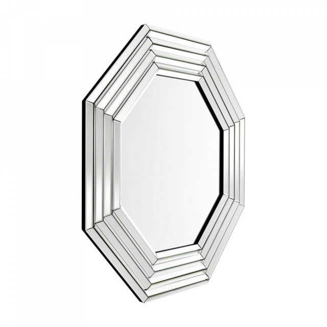 Oglinda octagonala argintie din MDF si sticla 107x107 cm Parade Eichholtz