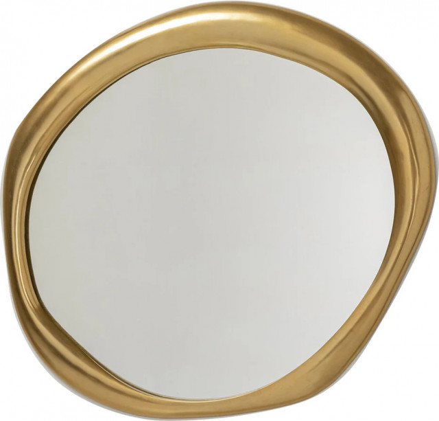 Oglinda ovala aurie din sticla si aluminiu 82x92 cm Volare Kare