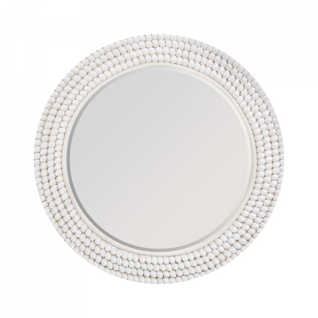 Oglinda rotunda alba din fibre naturale 80 cm Lynch Vical Home