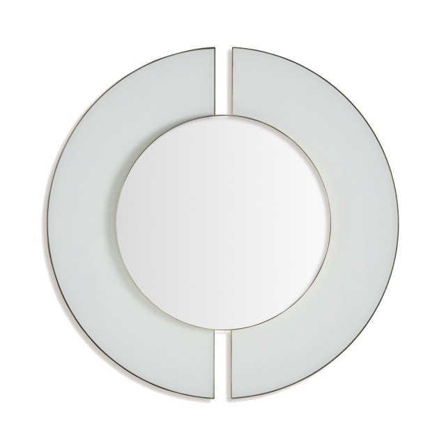 Oglinda rotunda alba din metal 100 cm Bahiale Vical Home