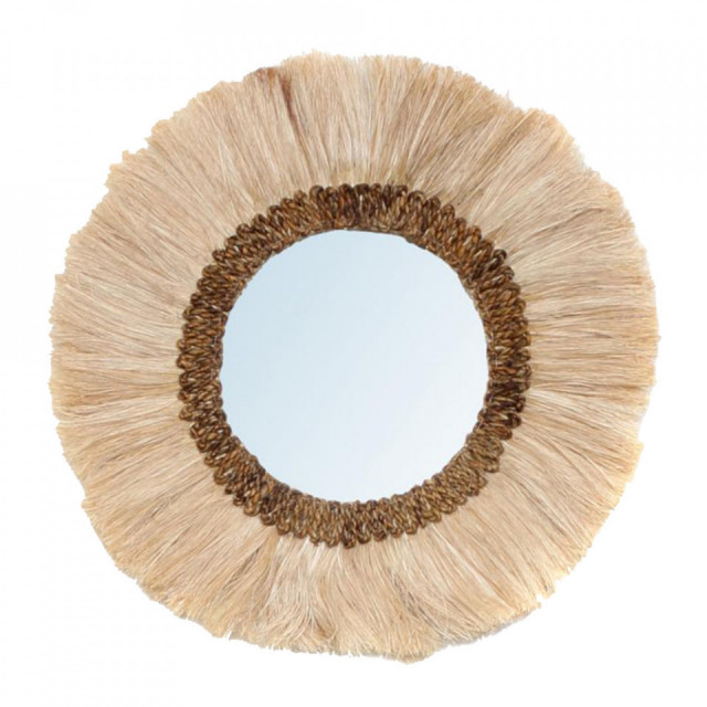 Oglinda rotunda maro din iarba 60 cm Mowgli Bazar Bizar