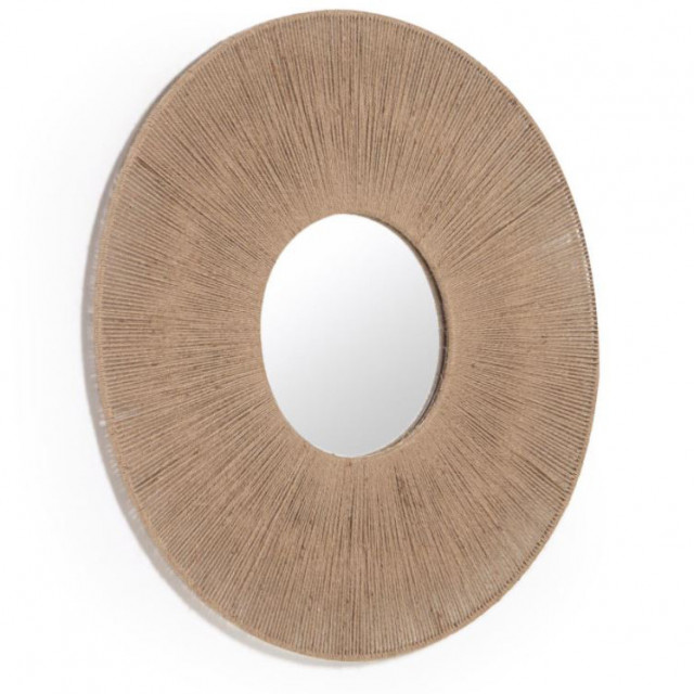 Oglinda rotunda maro din iuta si fier 100 cm Damira Kave Home