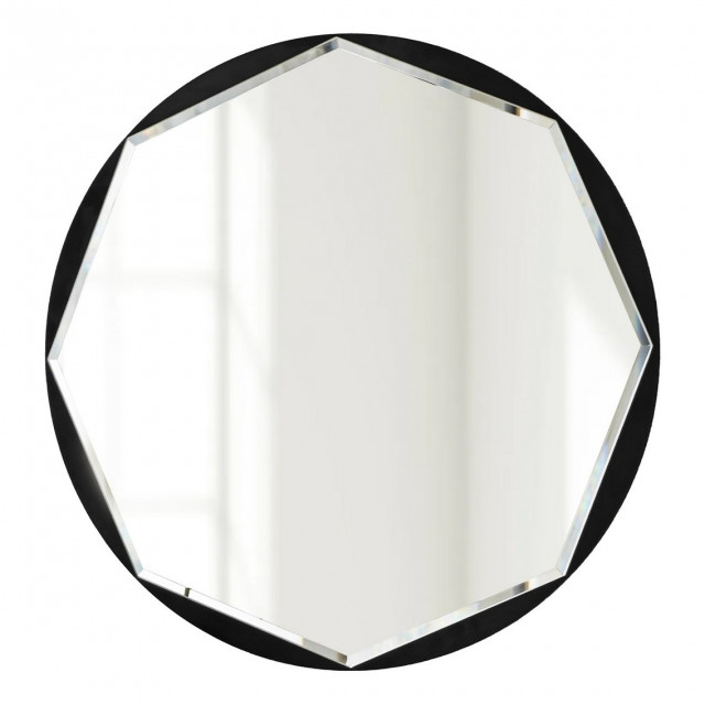 Oglinda rotunda neagra din lemn 60 cm Stella The Home Collection