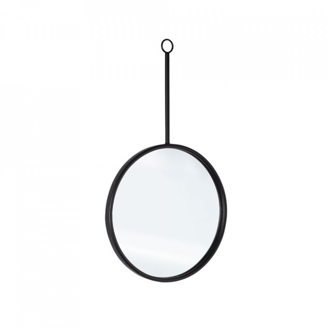 Oglinda rotunda neagra din otel si MDF 40 cm Regular Bizzotto