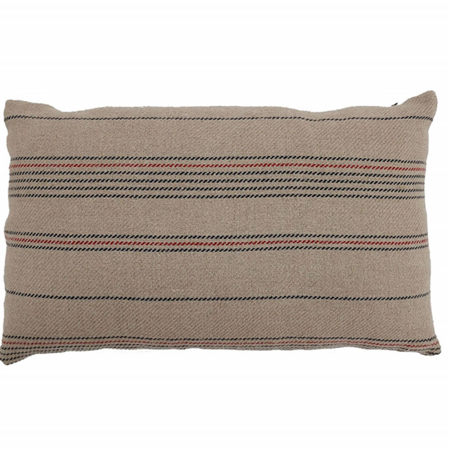 Perna dreptunghiulara crem/neagra din lana si bumbac 30x50 cm Drus Thai Natura
