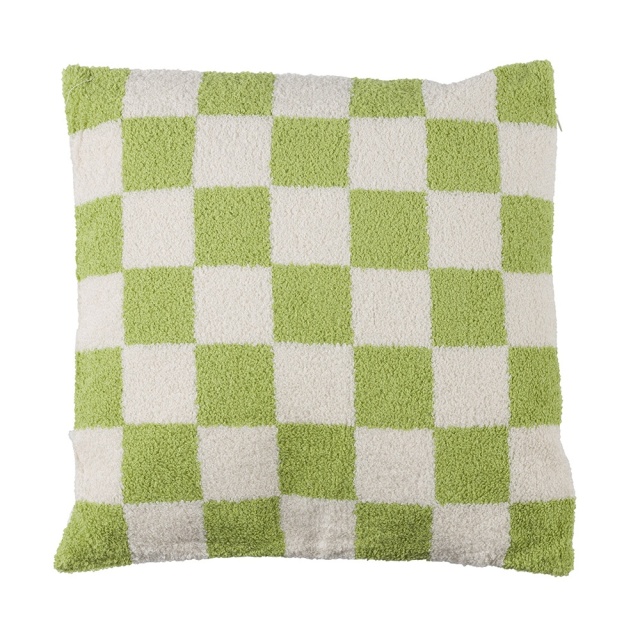 Perna patrata alba/verde din fibre sintetice 40x40 cm Lux The Home Collection