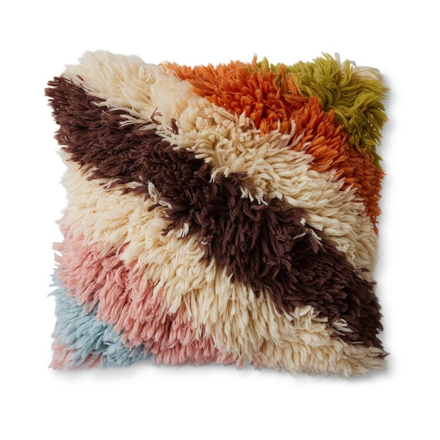 Perna patrata multicolora din fibre naturale 55x55 cm Fluffy HKliving