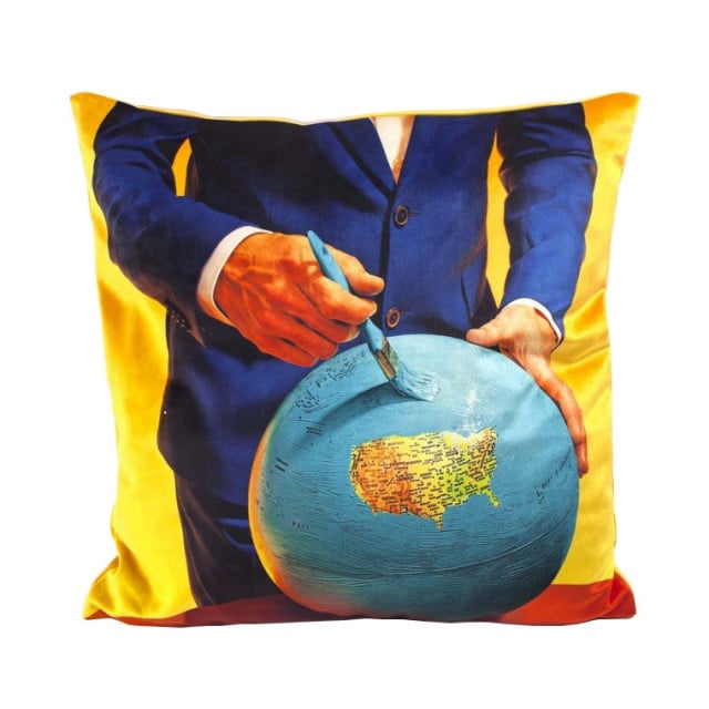 Perna patrata multicolora din textil 50x50 cm Globe Plume Toiletpaper Seletti